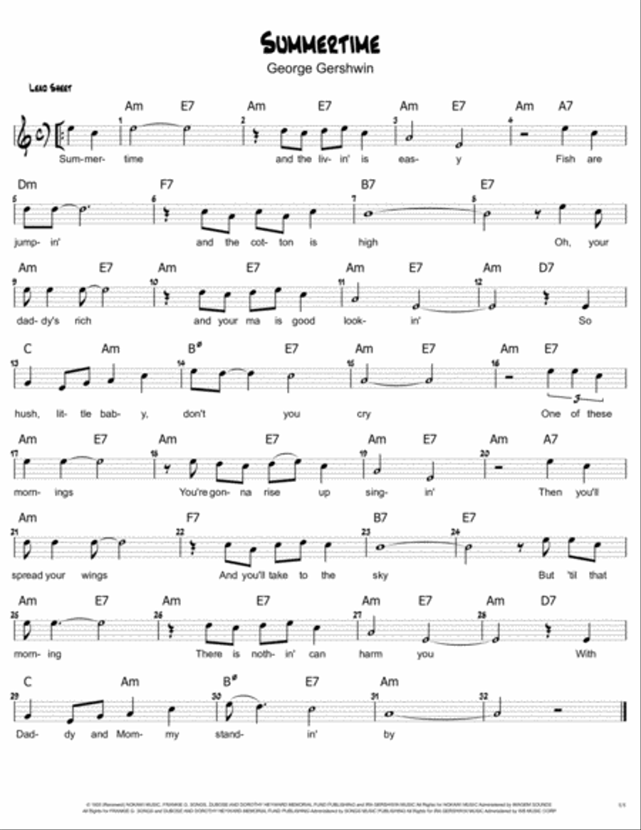 Summertime Piano scores gallery preview page 1