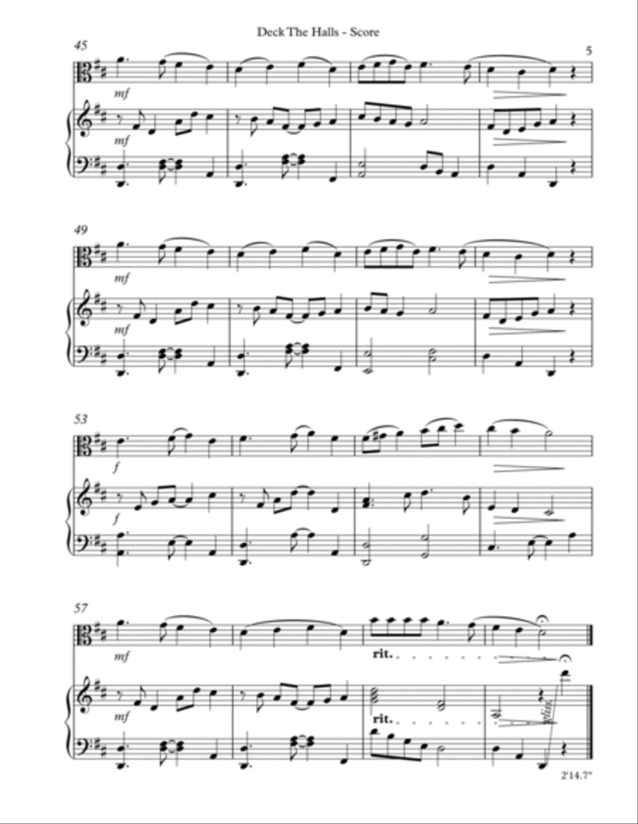 Deck The Halls, Duet for Viola and Lever Harp image number null