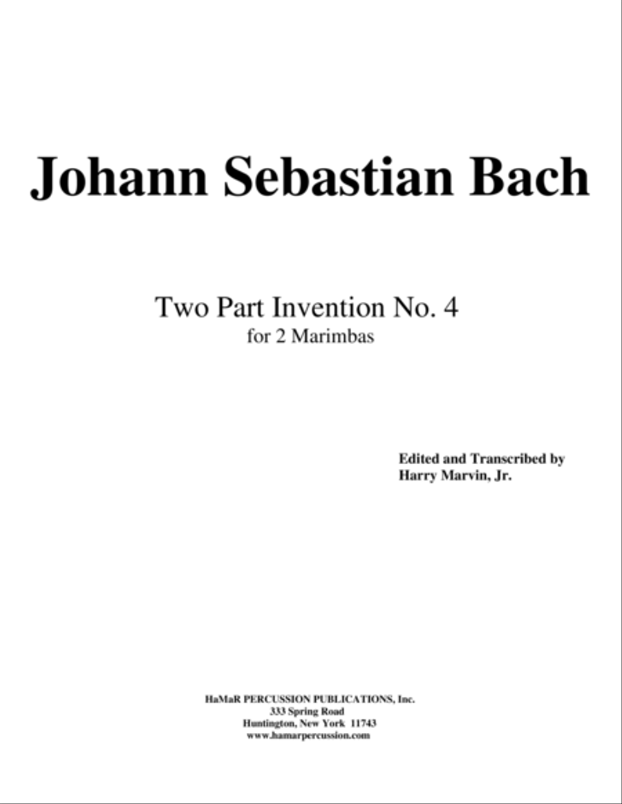 Two Part Invention No. 4 Marimba scores gallery preview page 1
