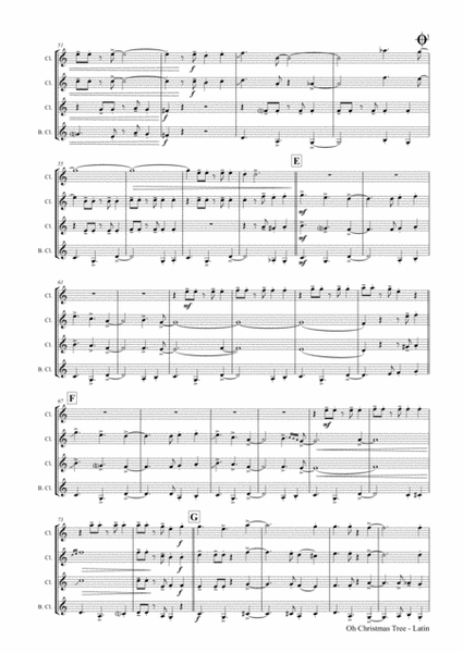 Oh Christmas tree - Latin - (Oh Tannenbaum) - Clarinet Quartet