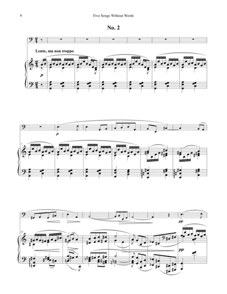 Five Songs Without Words, Op. 35 for Tuba or Bass Trombone & Piano