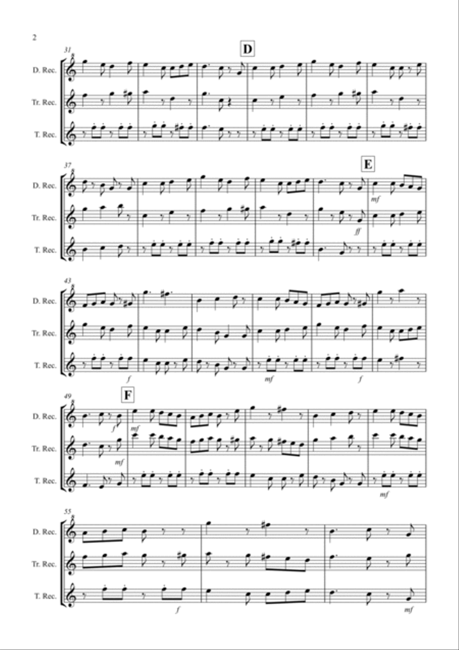 I Saw Three Ships for Recorder Trio Recorder scores gallery preview page 2