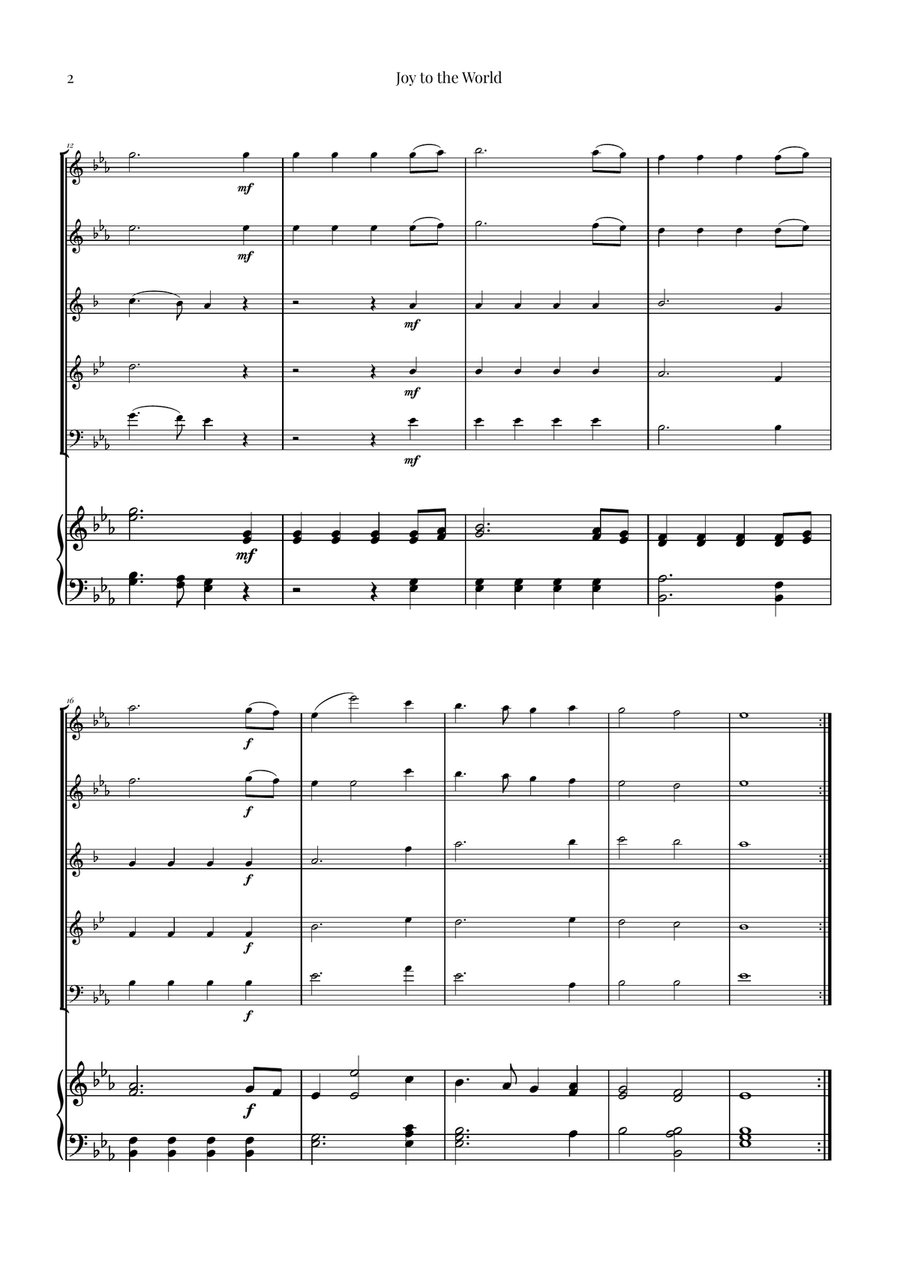 Joy to the World | STUNNING Arrangement Woodwind Quintet scores gallery preview page 2