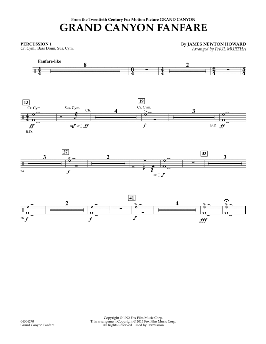 Grand Canyon Fanfare - Percussion 1 Percussion scores gallery preview page 1