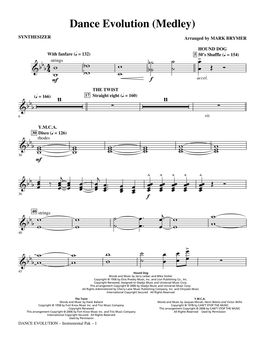 Dance Evolution (Medley) - Synthesizer Choir scores gallery preview page 1