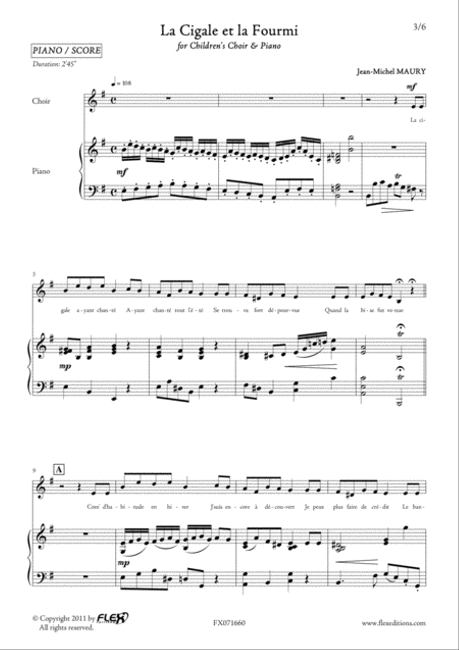 La Cigale et la Fourmi - Piano Reduction Children's Choir scores gallery preview page 3