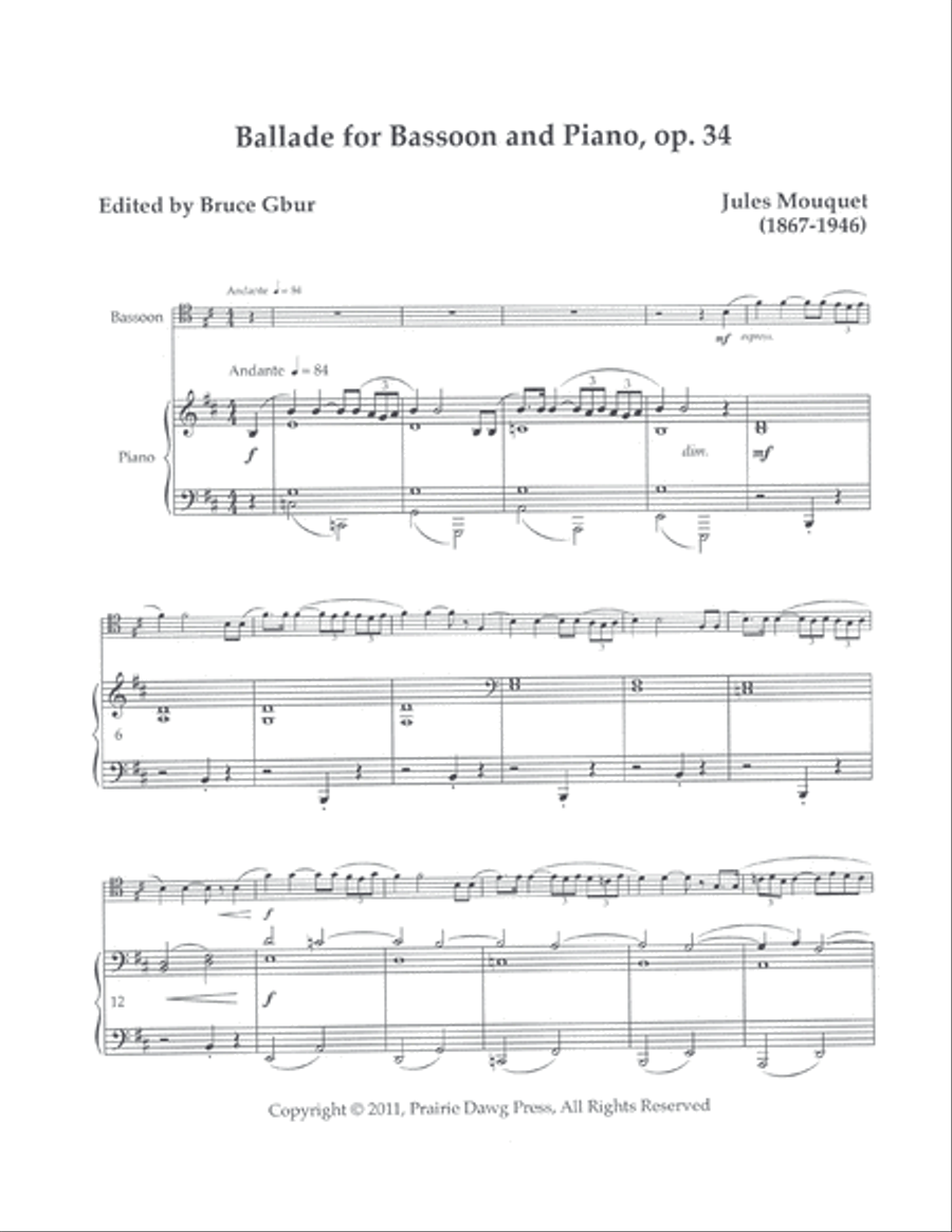Ballade for Bassoon, op. 34 Bassoon Solo scores gallery preview page 4