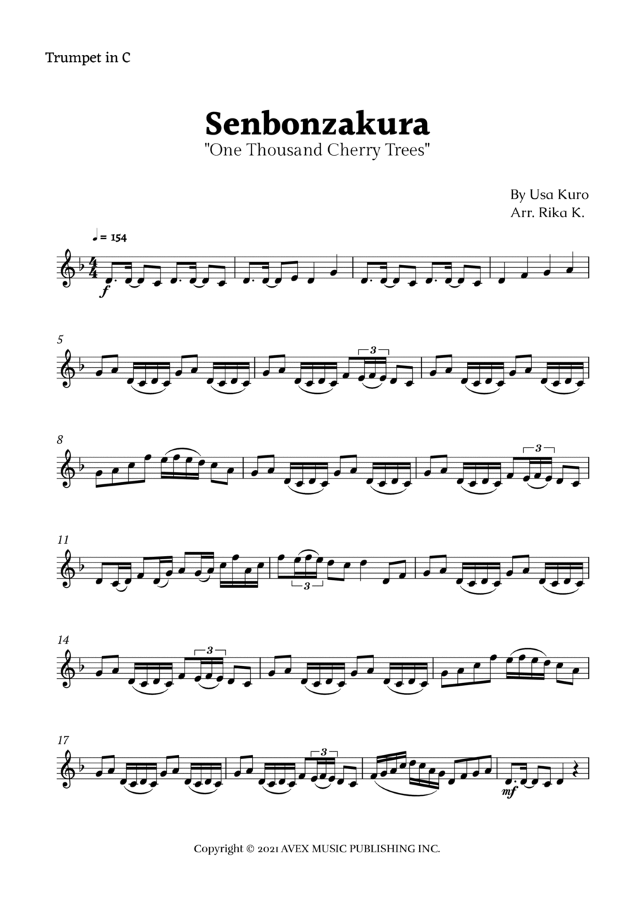 Senbonzakura C Trumpet scores gallery preview page 1