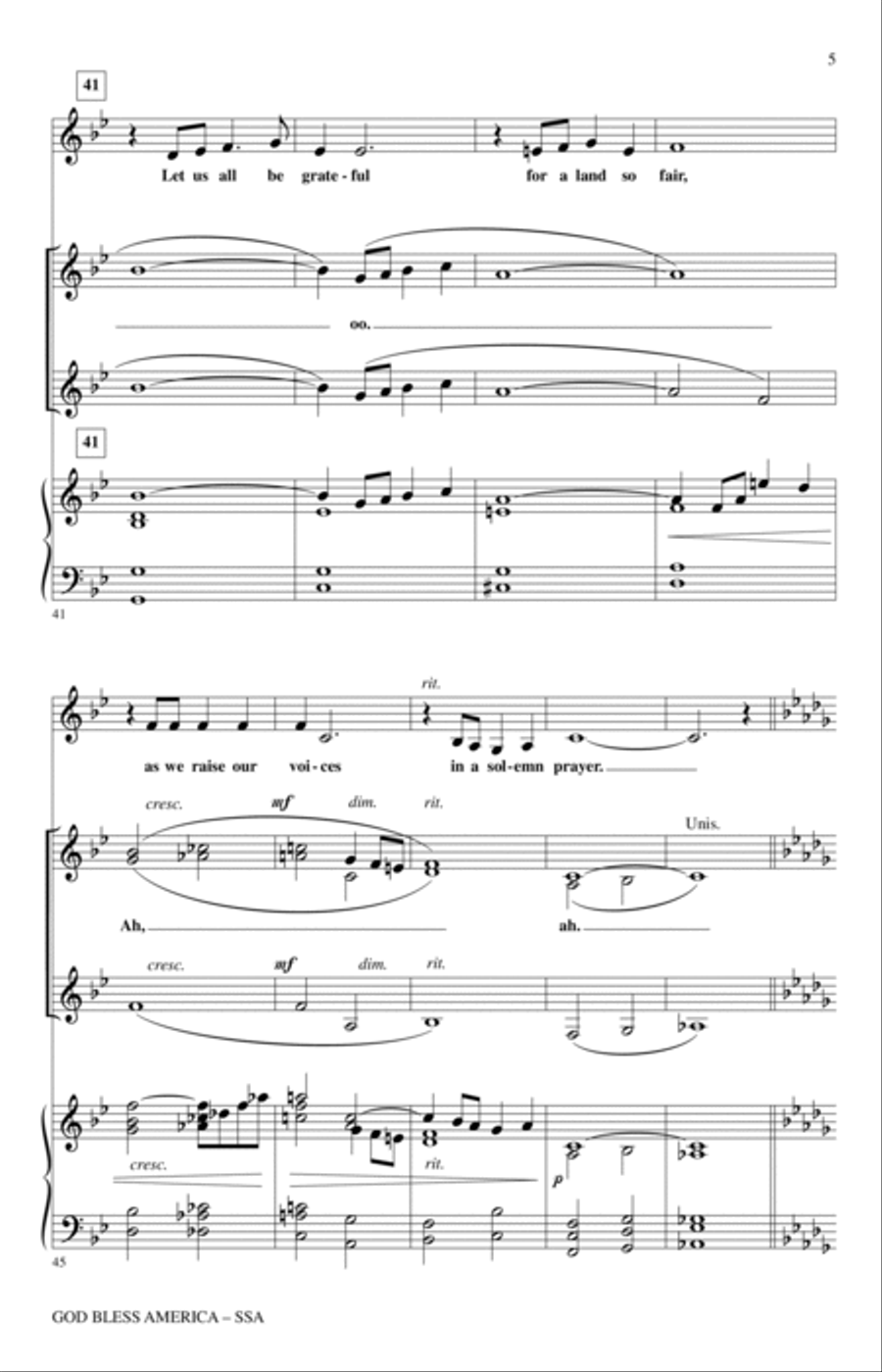 God Bless America (arr. Bruce Healey) SSA scores gallery preview page 4