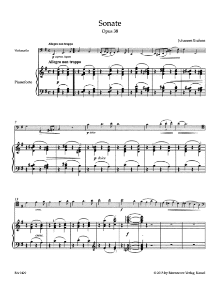 Sonata for Violoncello and Piano E minor op. 38