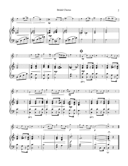Bridal Chorus / Here Comes the Bride! for flute and easy piano