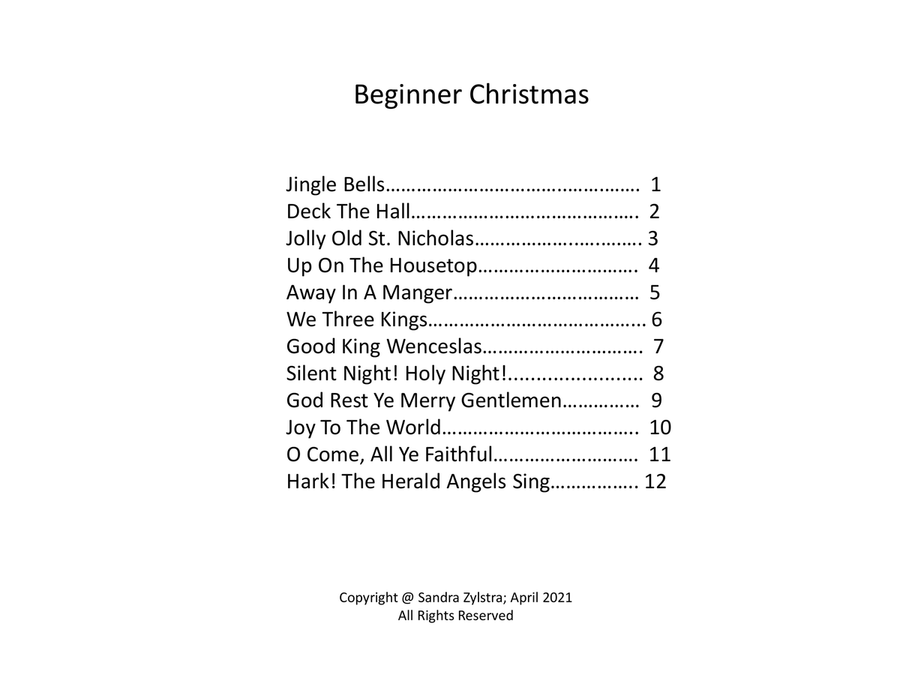 Beginner Christmas (pre-staff piano) Easy Piano scores gallery preview page 4