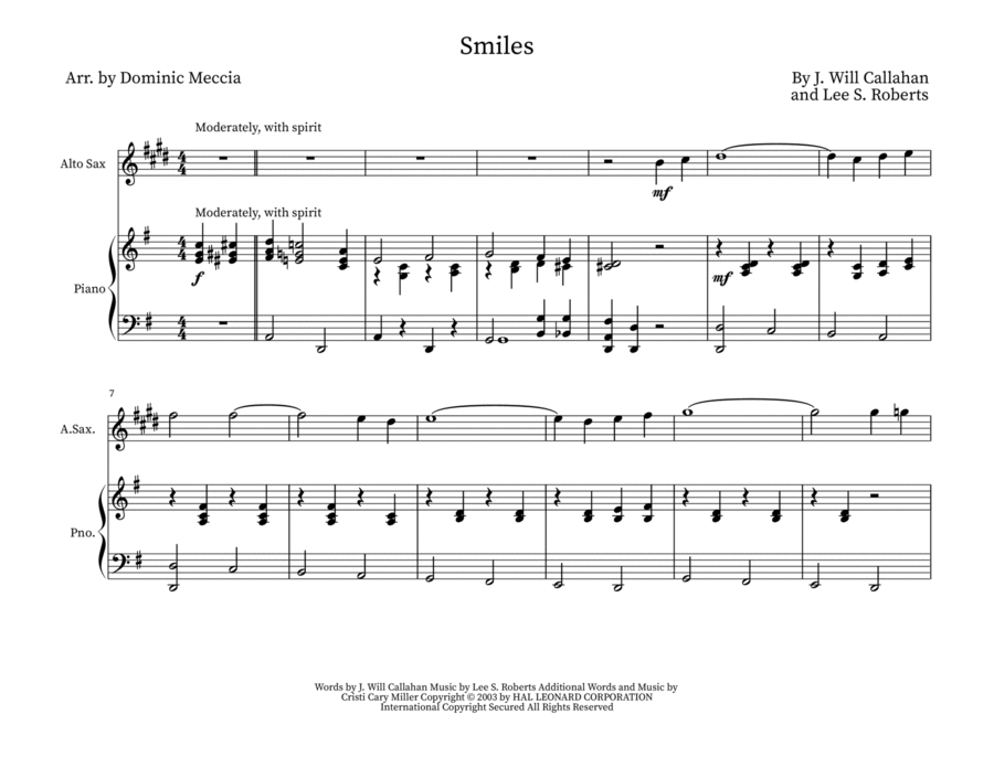 Smiles Alto Saxophone scores gallery preview page 1