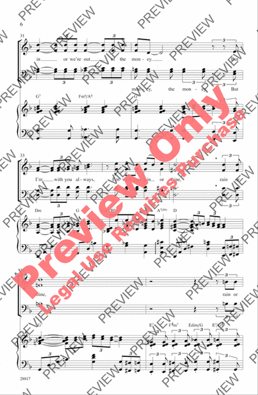 Come Rain or Come Shine 4-Part scores gallery preview page 6