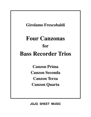 Book cover for Four Frescobaldi Canzonas for Bass Recorder Trio