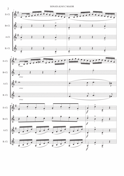 Piano Sonata K545 - 1st movement for Clarinet quartet image number null