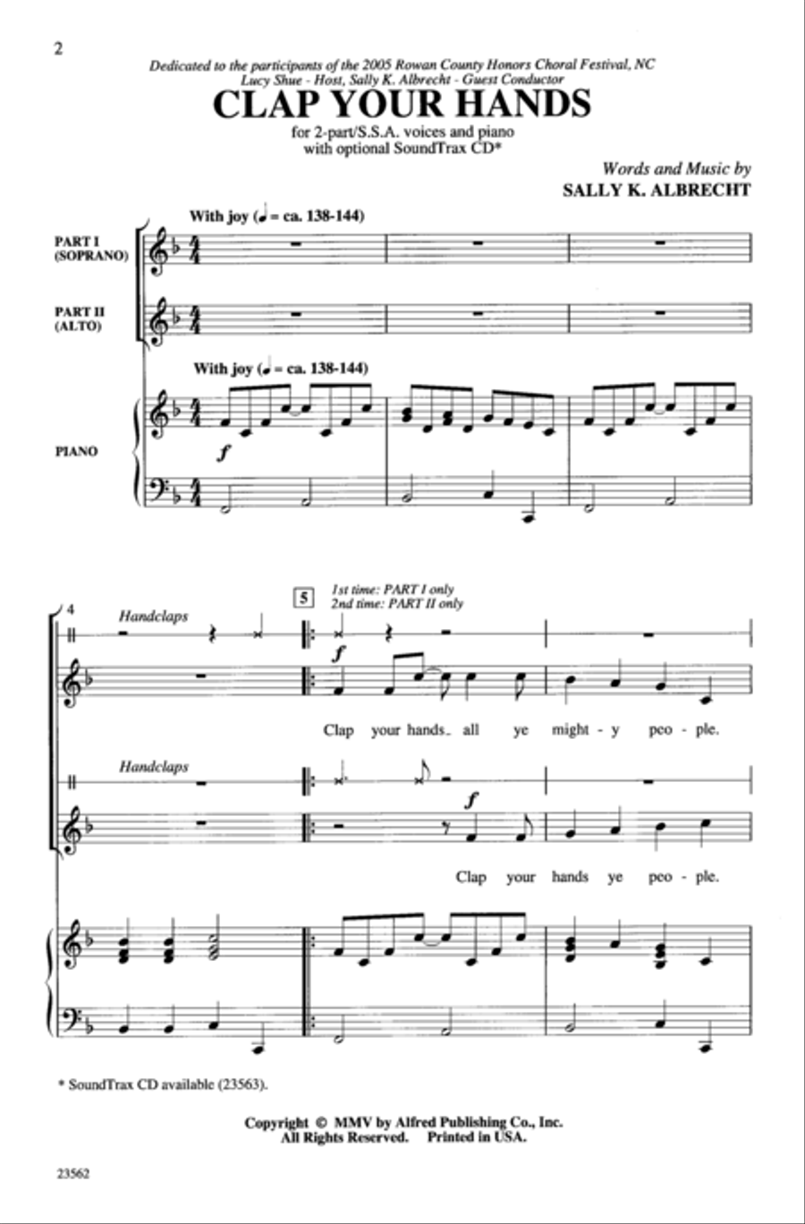 Clap Your Hands Clap Your Hands 2-Part scores gallery preview page 2