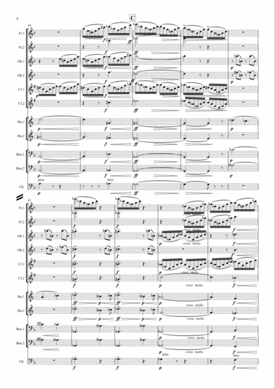 Grieg: Peer Gynt Suite No.1 Op.46 Mvt.1 Morning Mood (Transposed Key) - symphonic wind ensemble Woodwind Quintet scores gallery preview page 4