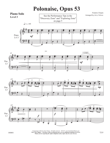 Polonaise, Opus 53 (Chopin) - (3 for 1 PIANO Standalone Arr's) image number null