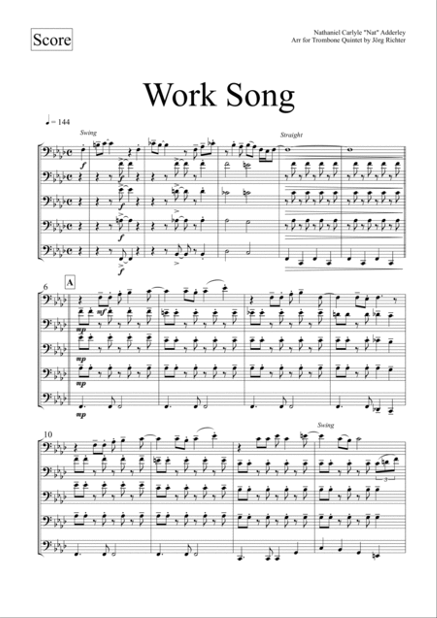 Work Song Brass Quintet scores gallery preview page 2