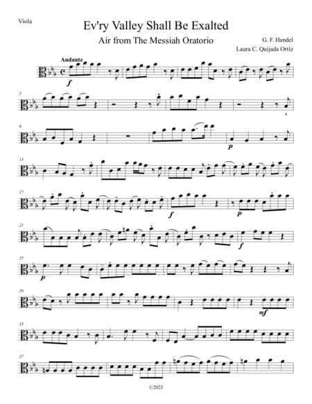 Ev'ry Valley Shall Be Exalted, from The Messiah. Solo trombone and strings. Score & parts. image number null