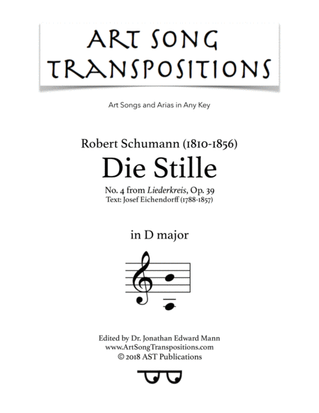 SCHUMANN: Die Stille, Op. 39 no. 4 (transposed to D major)