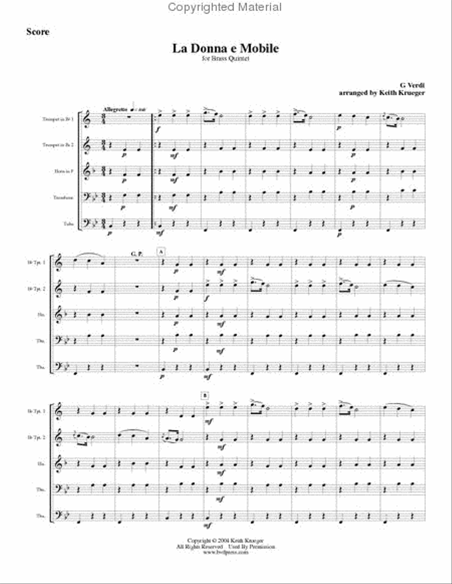 La Donna e Mobile Brass Quintet scores gallery preview page 2