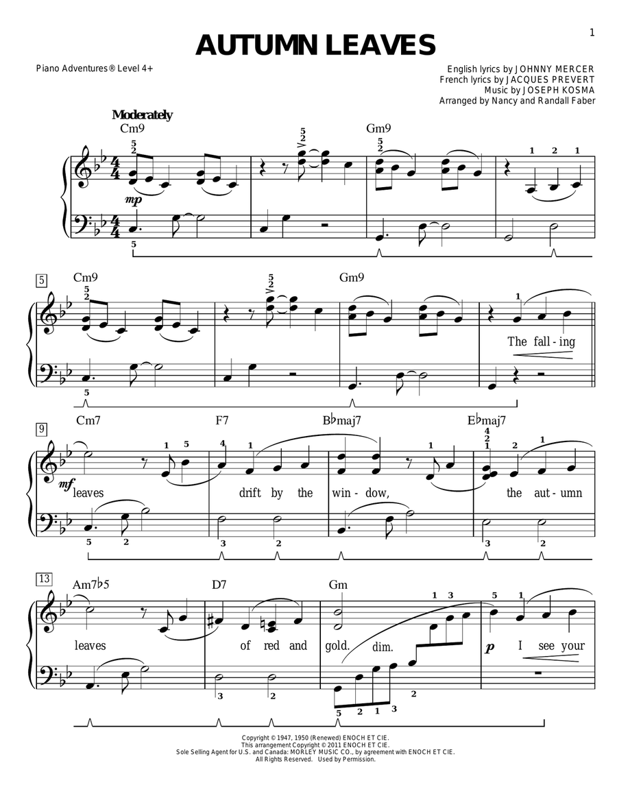 Autumn Leaves Autumn Leaves Piano Method scores gallery preview page 1