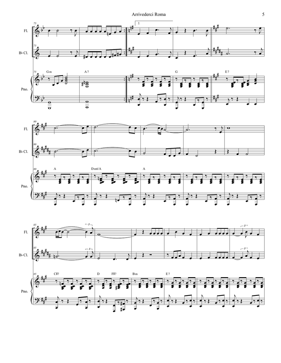 Arrivederci Roma (goodbye To Rome) Woodwind Duet scores gallery preview page 5