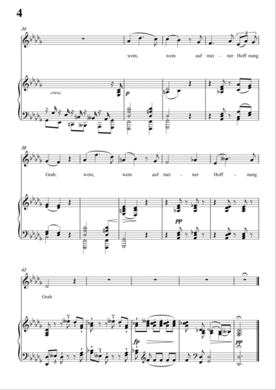 Schubert-Letzte Hoffnung,from 'Winterreise',Op.89 No.16 in bD for Vocal and Piano Voice scores gallery preview page 5