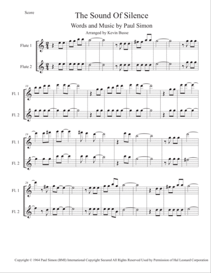 The Sound Of Silence Flute Duet scores gallery preview page 1