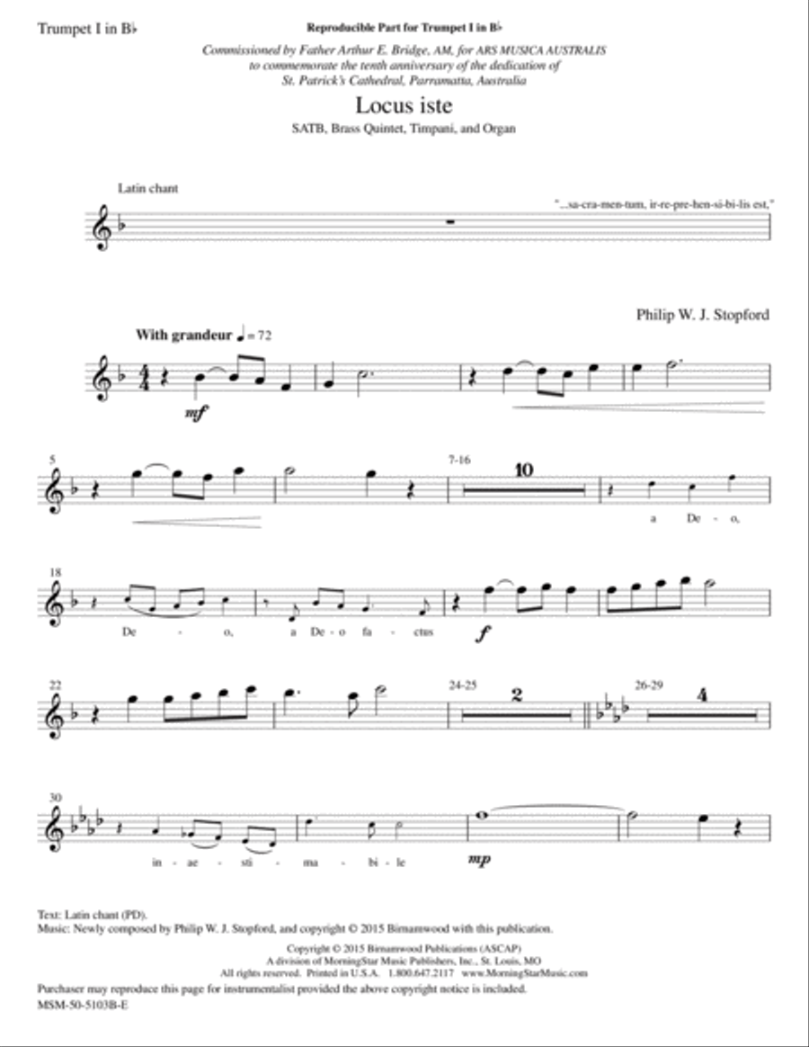 Locus Iste (Downloadable Instrumental Parts)