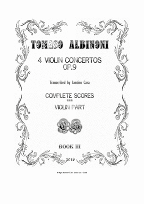 Book cover for Albinoni - Four Concertos Op.9 for Violin and Cembalo (or Piano) - Scores and Part