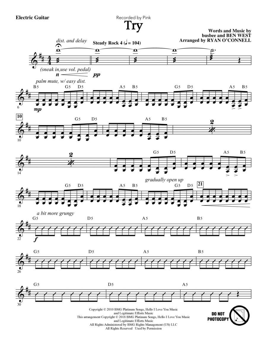 Try - Guitar Try - Guitar Choir scores gallery preview page 1