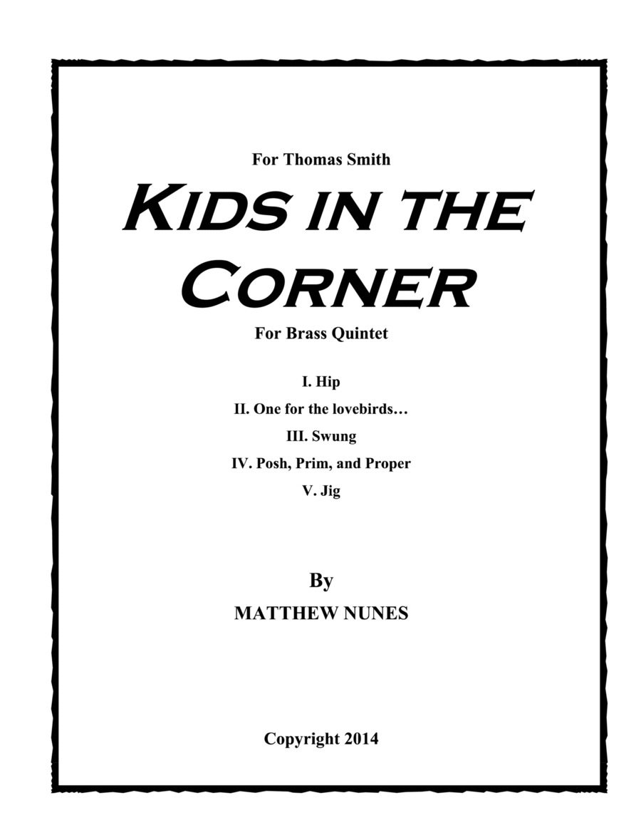 Kids in the Corner Brass Quintet scores gallery preview page 1