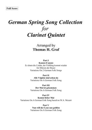 German Spring Song Collection - 5 Concert Pieces - Clarinet Quintet