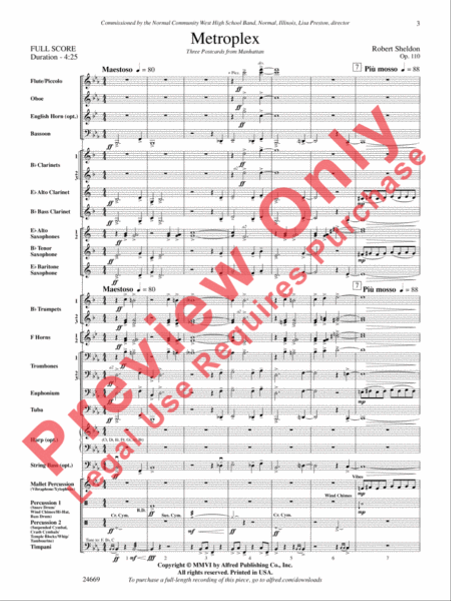 Metroplex: Three Postcards from Manhattan Concert Band scores gallery preview page 4