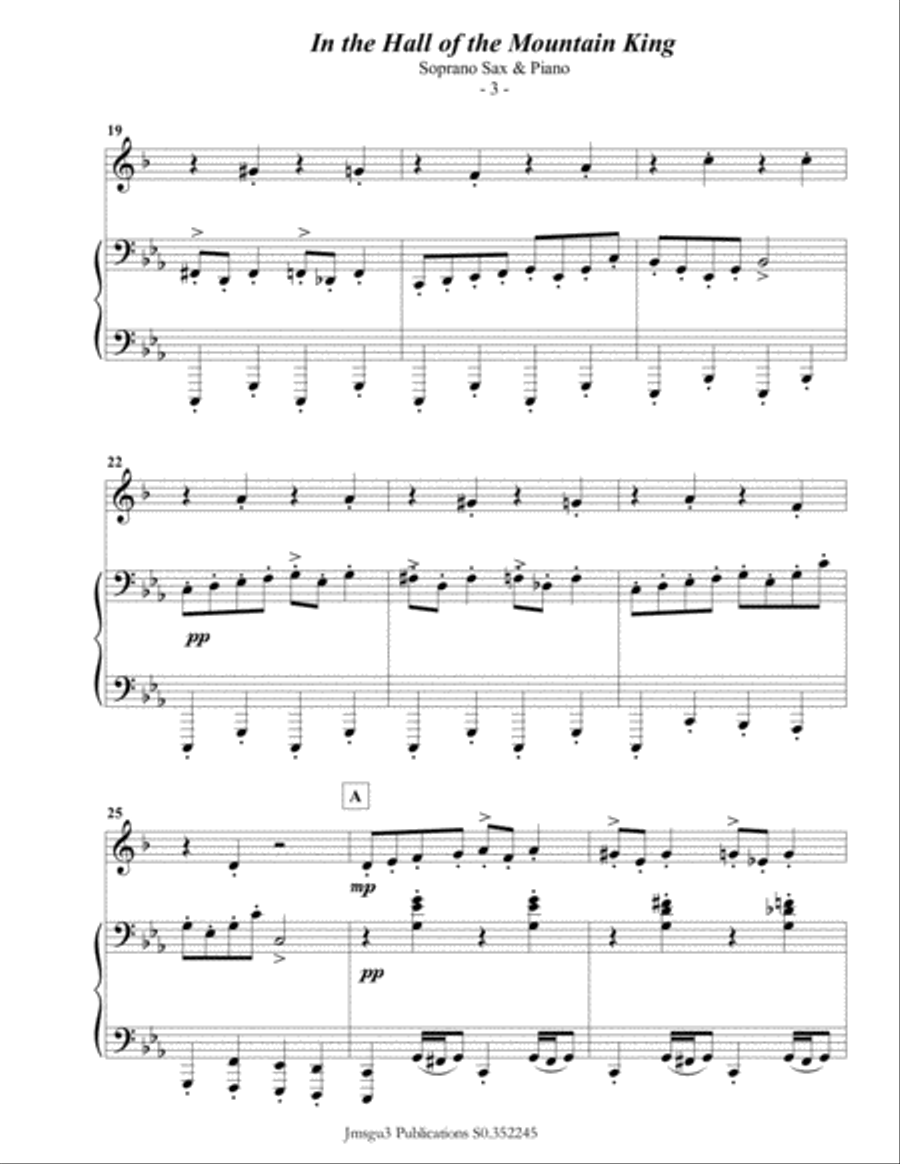 Grieg: Hall of the Mountain King from Peer Gynt Suite for Soprano Sax & Piano Soprano Saxophone scores gallery preview page 4