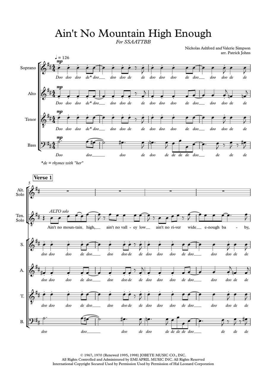 Ain't No Mountain High Enough Divisi scores gallery preview page 1