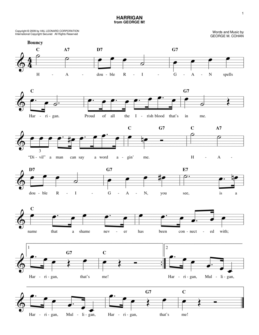 Harrigan Harrigan Piano scores gallery preview page 1