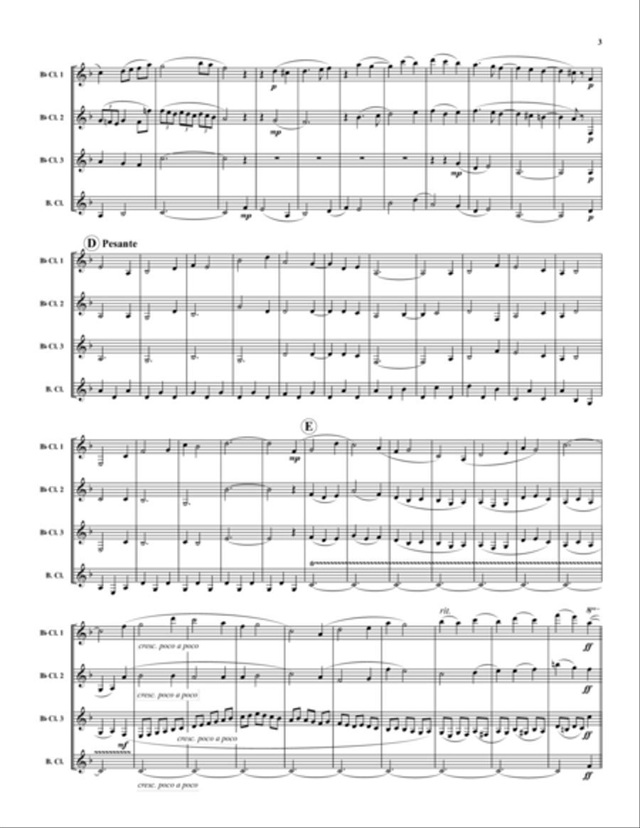 First Suite in Eb Clarinet Quartet scores gallery preview page 3