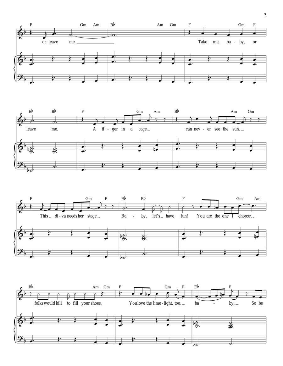 Take Me Or Leave Me Piano, Vocal scores gallery preview page 3