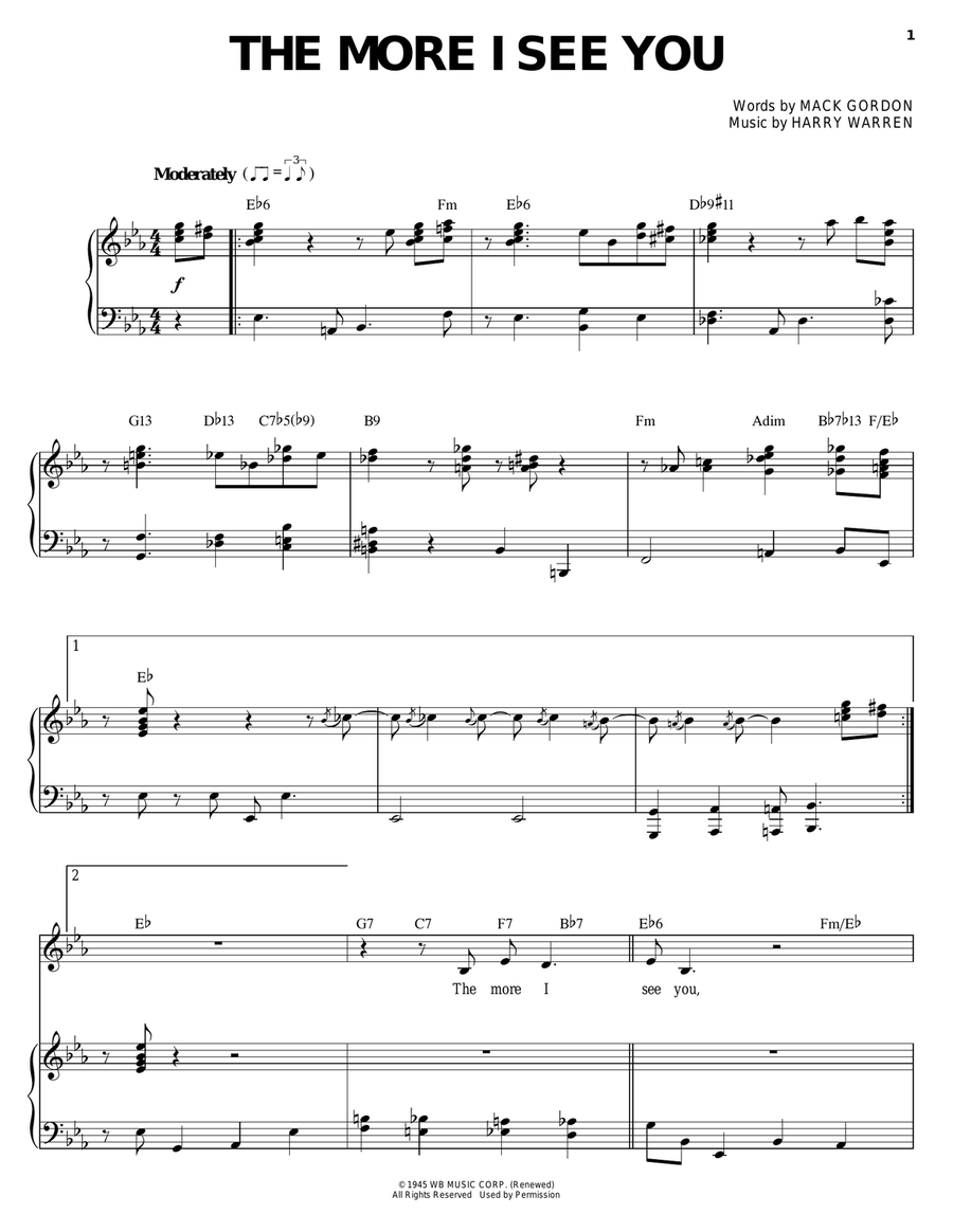 The More I See You Piano, Vocal, Guitar scores gallery preview page 1