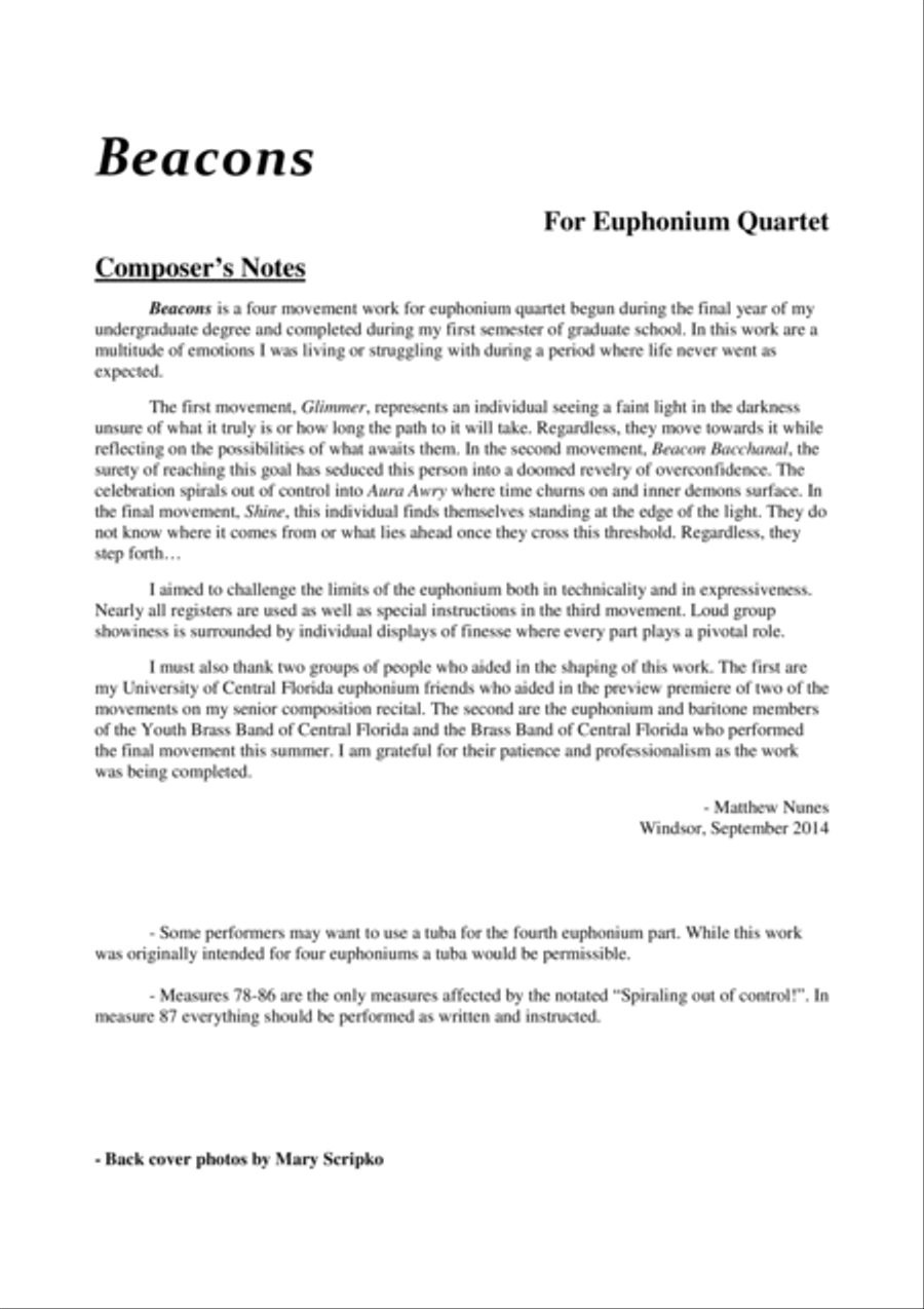 Beacons for Euphonium Quartet Euphonium Quartet scores gallery preview page 2