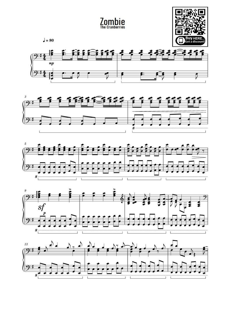 Zombie Zombie Easy Piano scores gallery preview page 1