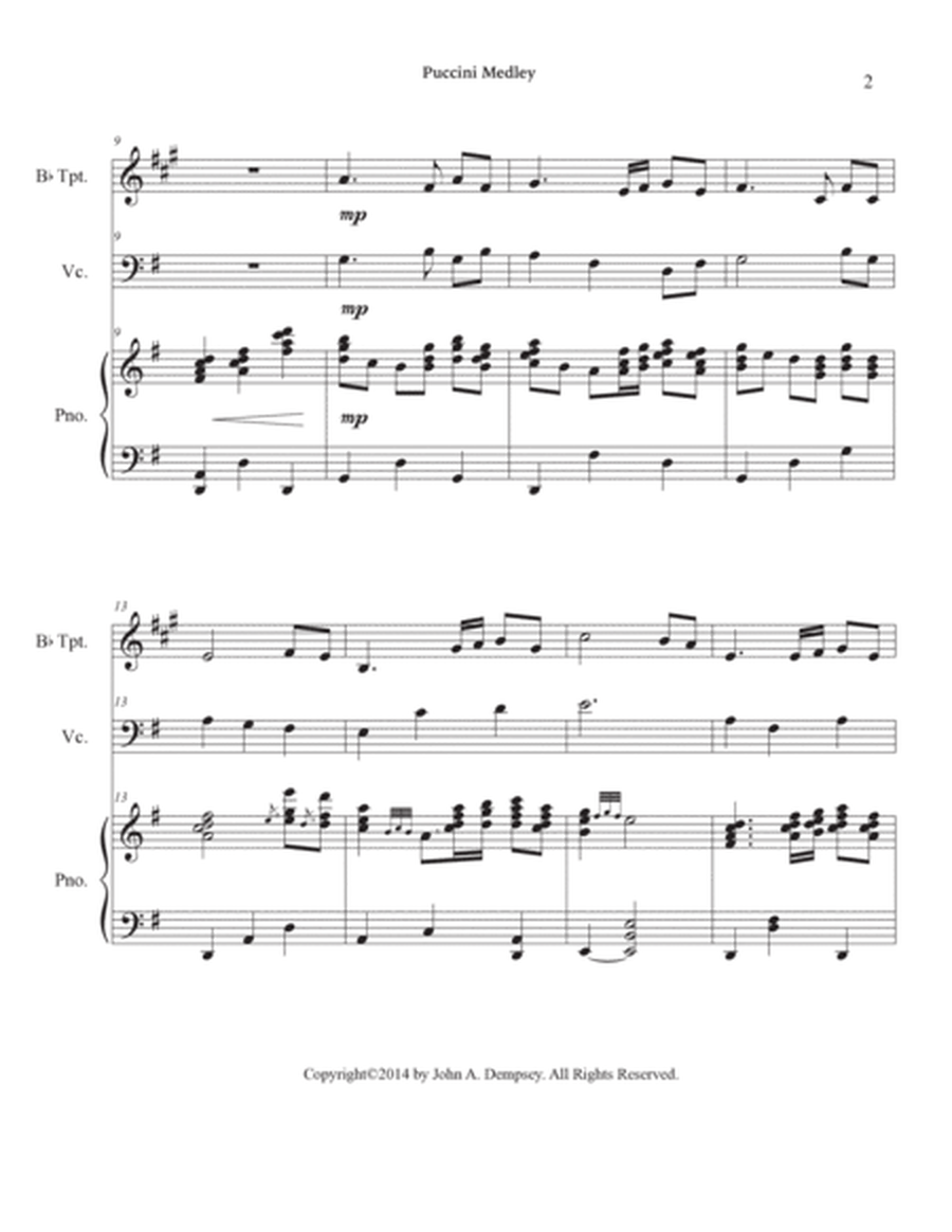 Puccini Medley: Un Bel Di (Madame Butterfly) / Musetta's Waltz (La Boheme): Trumpet, Cello & Piano image number null