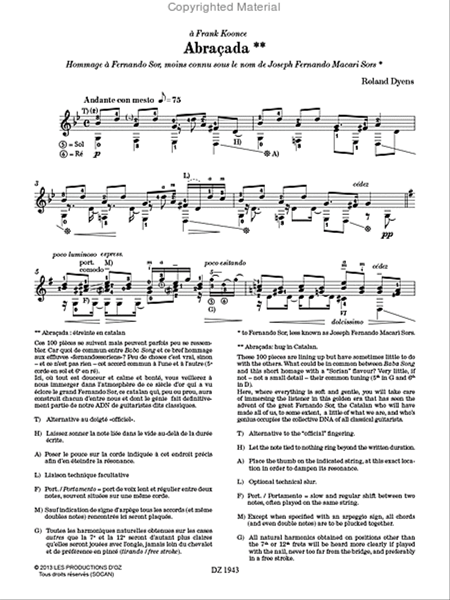 Les 100 de Roland Dyens - Abraçada Classical Guitar scores gallery preview page 2