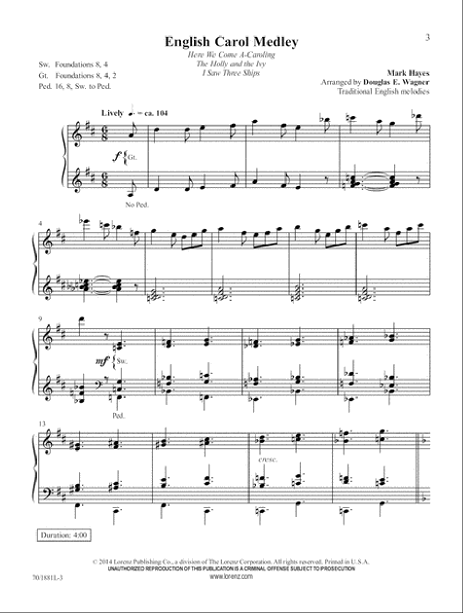 Mark Hayes: Carols for Organ, Vol. 2 Organ scores gallery preview page 3