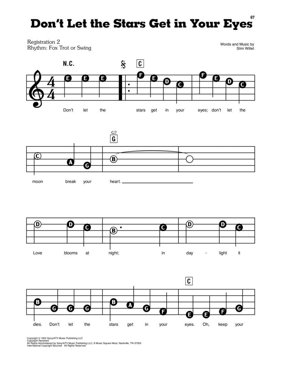 Don't Let The Stars Get In Your Eyes Electronic Keyboard scores gallery preview page 1