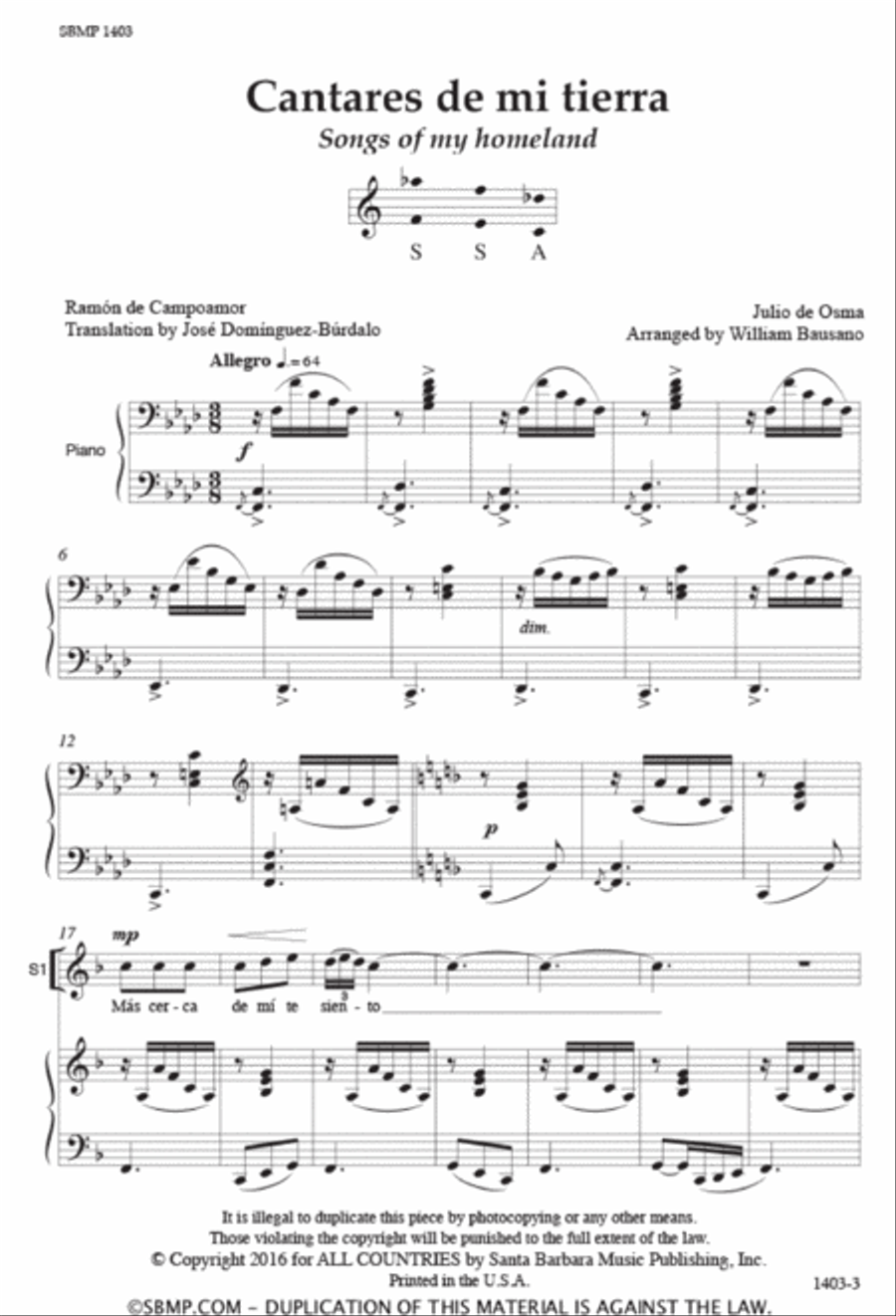 Cantares de mi tierra - SSA Octavo SSA scores gallery preview page 2